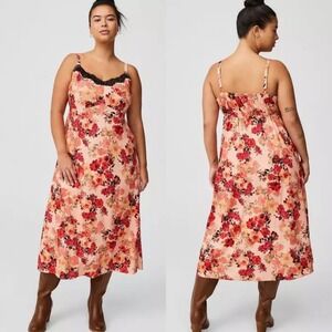 Torrid Y2K Lace Trim Mini Slip Dress Womens Size 2X NEW Tea Length Challis Cami